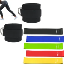 Combo of Resistance Loop Exercise Band+ Ankle Strap for Cabel Machine Fitness Accessory Kit Kit-image-70