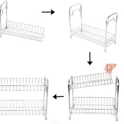 kitchen shine Utensil Kitchen Rack 2 Layer Shelf for Kitchen | Space-Saving Countertop Organizer Rack Steel image 2