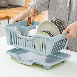 rdsr Dish Drainer Kitchen Rack Multipurpose Plastic Dish Drainer Basket with Water Outlet for Kitchen Sink Plastic image 4