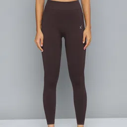 hrx by hrithik roshan Solid Women Brown Tights image 2