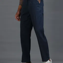 roadster Men Relaxed Blue Pure Linen Trousers image 2