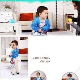 everkid 3PC Full Sleeves Washable Waterproof Bib Apron for Babies & Kids image 3