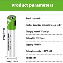 my baby love a perfect care AAA Rechargeable Lithium-Ion 750mAh with Type-C|USB Cable1.5V | Charging Battery image 4