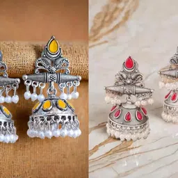 bhanu diam Bestseller Combo Of Earrings Silver Earring Set-picture-10