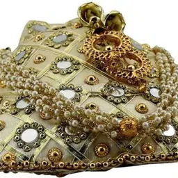 banithani Women Maroon, Gold Potli image 3