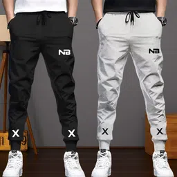 nb nicky boy Pack of 2 Men Printed Black, Grey Track Pants-picture-24
