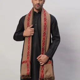 Ravaiyaa - Attitude Is Everything Wool Geometric Print Men Shawl-picture-35