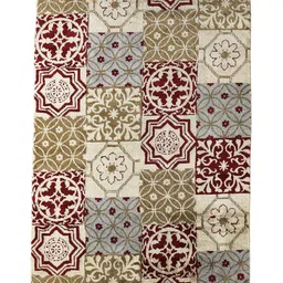 saral home Beige Persian Cotton 4 ft x 6 ft Machine Made Carpet image 2