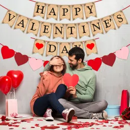 zyozique Red Valentine's Day Decorations Combo Banner,Heart Gartand Banner (Pack Of 16) image 5