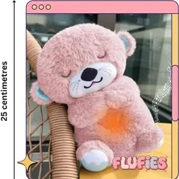 rqpfab Sound and Light Smoothing Sound Otter Baby Put to Sleep Breathing Teddy Bear toy - 25 cm image 2