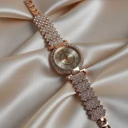 blossome Analog Watch - For Girls golden watch image 3