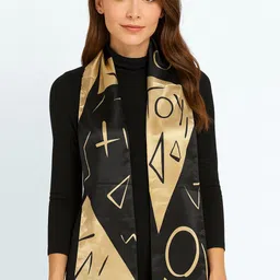 adzspirit Geometric Print Satin Blend Women Beige Stole, Fancy Scarf-picture-43