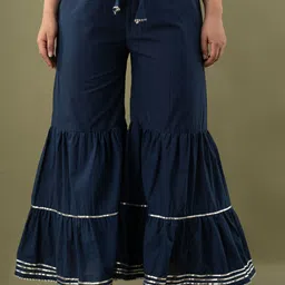 jft jaipur fabtex Women Regular Fit Dark Blue Pure Cotton Trousers-picture-26