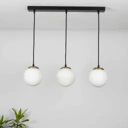 kapoor lampshades Orb 3 Light Cluster Rectangle Ceiling Pendant With Frosted White & Shine Brass image 2