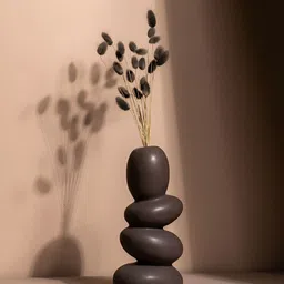 Glimpse Homes Grey Ceramic Pebble Flower Vase-picture-33