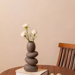 Glimpse Homes Grey Ceramic Pebble Flower Vase image 3