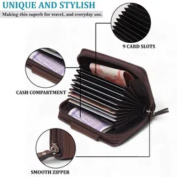 v bright Men & Women Tan Artificial Leather Card Holder image 4