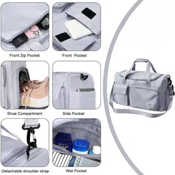 life style rp enterprises 45 L Gym Duffel Bag - Gym bag 45L travel large capacity portable foldable bag, carry luggage - Grey-picture-21