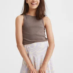H&M Beige & Lavender Printed Jersey Skirt-picture-54