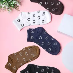 Brauch Women Pack Of 5 Assorted Pure Cotton Ankle Length Socks image 2