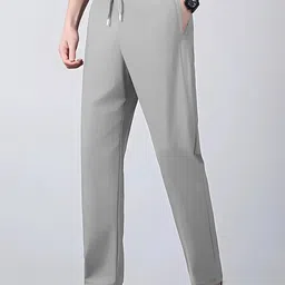 lripsome Men Solid Grey Track Pants image 4