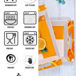 u.p.c. Melamine Lemon Printed White & Yellow Tray For Breakfast & Dinner Serving Villori Series Tray image 4