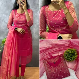 fillworks Women Net Ethnic Top Dupatta Set-picture-43