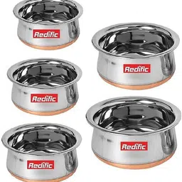 redific Stainless Steel Serving Bowl 5pc copper bottom Venachetty(handi)/serving bowl/biryani handi/cookware set-picture-23
