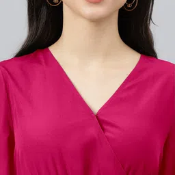 raiyani enterprise Women Fit and Flare Pink Maxi/Full Length Dress image 4