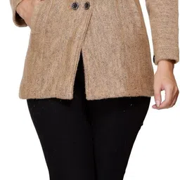 biwu 100% Wool Self Design Coat For Women image 1