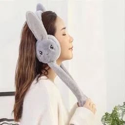 ablue clipper Cute Rabbit Bunny Design Soft Foldable Ear Moving Earmuff for Girls & Kids Ear Muff image 3
