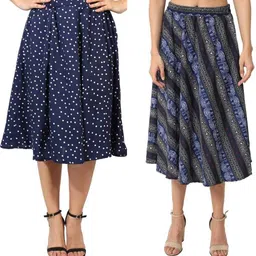 maiyyaa collection Women Printed A-line Multicolor Skirt-picture-28