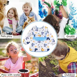 hasthip Baby Bib, Soft Toddler Bib with Removable Silicone Rice Pocket, Full Sleeve image 4