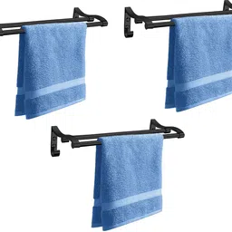 fortune 18'' Towel Rack, Towel Stand, Towel Hanger, Towel Rod for Bathroom (Pack of 3) Black Towel Holder-picture-44