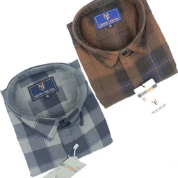 hems trends Men Regular Fit Checkered Spread Collar Casual Shirt-picture-11