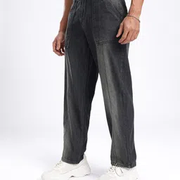 glitchez Men Relaxed Fit Mid Rise Black Jeans image 2