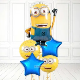 partytown Printed 5-Piece Minion Foil Balloon Pack | Movie Character Party Decor Balloon image 2