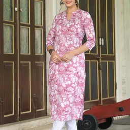 mauka Women Printed Viscose Rayon Straight Kurta image 4