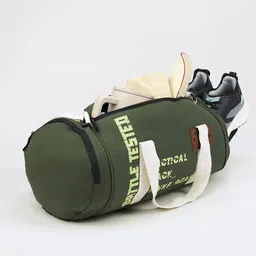 bewakoof 27.2 L Gym Duffel Bag - Unisex Battle Tested Typography - Green image 5