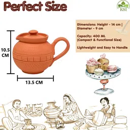 ksi Handmade Terracotta Clay Milk Sugar Pot Tea Kettle for Serving Tea Urn image 5