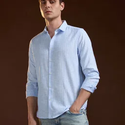 the bear house Men Slim Fit Striped Spread Collar Casual Shirt image 1