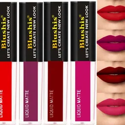 blushis Non Transfer Insta Beauty Waterproof Longlast SensationaL Liquid Matte Mini Lipstick Combo Pack Of 4 Red ,Purple Maroon and Magenta Colour Shade-picture-21