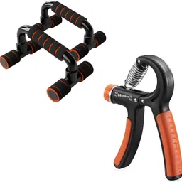 Combo of Pushup Bar & Hand Gripper Forearm Strengthener Home Gym Fitness to All Fitness Accessory Kit Kit-image-74