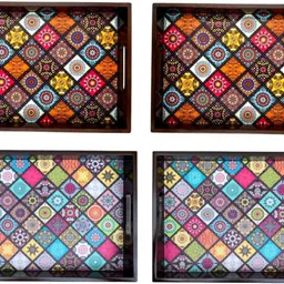 Wooden tray multicolor print|Serving Tray|Multipurpose Tray|AHS-TRAY432_1310 Tray-image-26