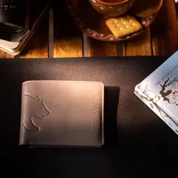 brown bear Men Casual, Formal Grey Genuine Leather RFID Wallet image 4