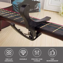 amg music Acoustic Guitar Combo included - Guitar Capo,String,Tuner with picks Clutch Guitar Capo image 2