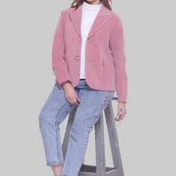warmlay Polyester Blend with Suede/Velvet Finish Solid Coat For Women image 5