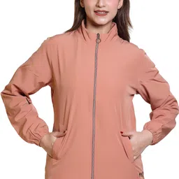 AZF Stylish Zipper Windcheater Jacket Solid Women Wind Cheater-picture-10