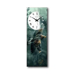 olive tree Multicolour Rectangle 24 Inches Wooden Wall Clock (Flying Bird) image 4