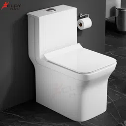 clayplus P-TRAP CERAMIC ONE PIECE WESTERN TOILET COMMODE WITH SEAT COVER Western Commode-picture-10